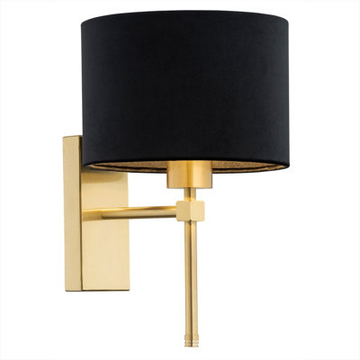 B&Q -  Luminosa Abbano Wall Lamp With Shade BlackBrushed Brass