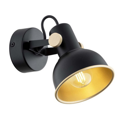 Luminosa Lighting Luminosa Lenora Dome Wall Lamp BlackGold Elements from B&Q