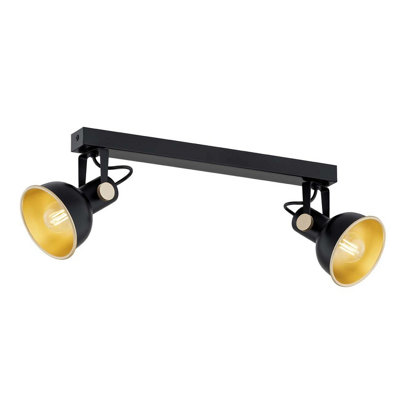 Luminosa Lighting Luminosa Lenora Twin Ceiling Spotlight BlackGold Elements from B&Q