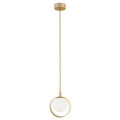 Luminosa Lighting Luminosa Saturnia Globe Pendant Ceiling Light Opal MattGold