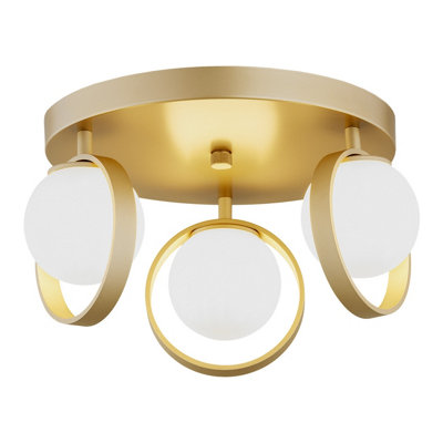 Luminosa Lighting Luminosa Saturnia Globe Ceiling 3 Light Opal MattGold