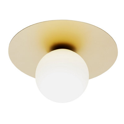 Luminosa Lighting Luminosa Spello Globe Ceiling Light Opal Matt, Gold B&Q