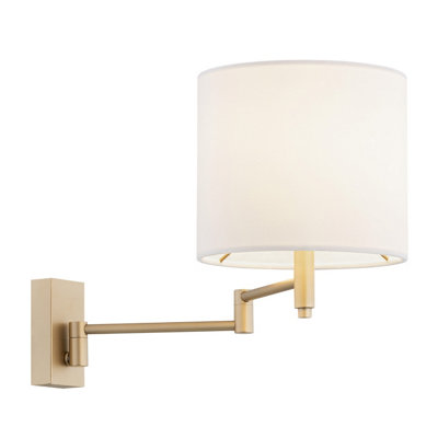 Luminosa Lighting Luminosa Dolce Adjustable Arm Wall Lamp With Shade WhiteGold from B&Q