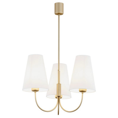 Luminosa Lighting Luminosa Safiano Multi Arm Pendant Ceiling 3 Light WhiteGold from B&Q