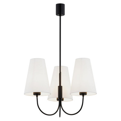 Luminosa Lighting Luminosa Safiano Multi Arm Pendant Ceiling 3 Light WhiteBlack from B&Q
