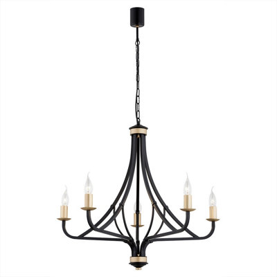 Luminosa Lighting Luminosa Lorenzo Multi Arm Pendant Ceiling 5 Light BlackGold