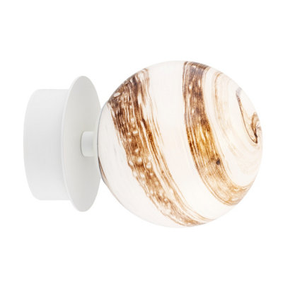 B&Q -  Luminosa Fabio Wall Lamp White-Brown (Marble Colour)Cream White Ip44