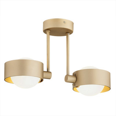 Luminosa Lighting Luminosa Massimo Plus Globe Ceiling 2 Light Opal MattGold Ip44 from B&Q