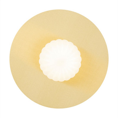 Luminosa Lighting Luminosa Paloma Semi Flush Ceiling Light Opal Matt (Fluted)Brushed Brass from B&Q