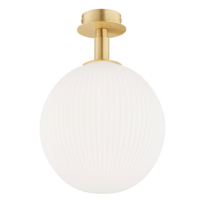 Luminosa Lighting Luminosa Paloma 25Cm Globe Ceiling Light Opal Matt (Fluted)Brushed Brass from B&Q