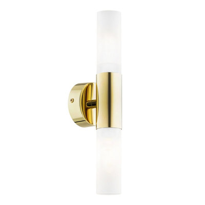 B&Q -  Luminosa Taylor Up & Down Wall Lamp FrostedBrass