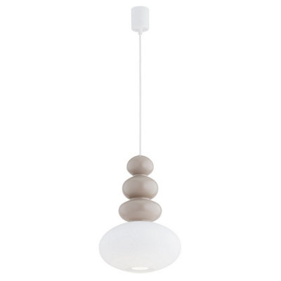 B&Q -  Luminosa Diego Globe Pendant Ceiling Light Cashmere GlossOpal Shade Gu10