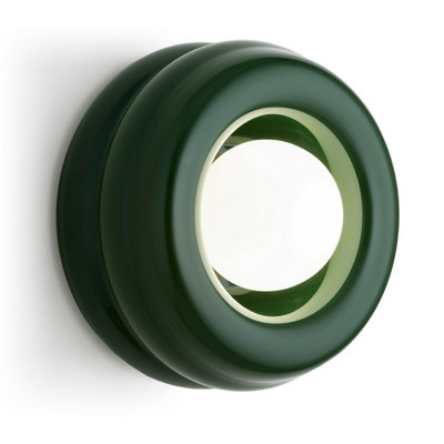 Luminosa Lighting Luminosa Tevo Wall Lamp Bottle GreenOpal Matte G9 from B&Q