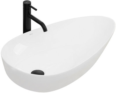 Countertop Washbasin Rea Greta 75 WhiteCeramic from B&Q
