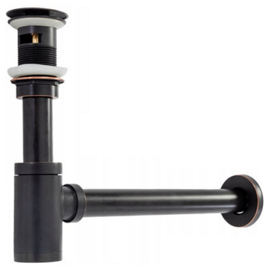 Rea Black Unslotted Click-Clack Old Retro Sink Drain + Waste Bottle Basin Trap Set