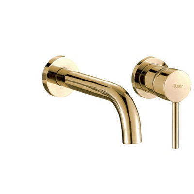 Wall Mounted Basin Faucet Rea Lungo + Box GoldBrass from B&Q