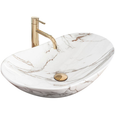 Countertop Washbasin Rea Royal Shiny Aiax WhiteCeramic from B&Q