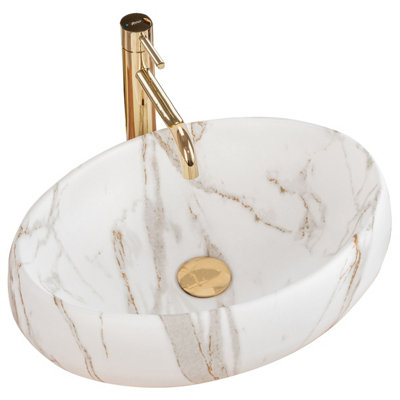 Countertop Washbasin Rea Linda Lava  Mat WhiteCeramic from B&Q