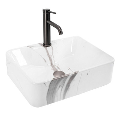 Countertop Washbasin Rea Kelly Marmo WhiteCeramic from B&Q