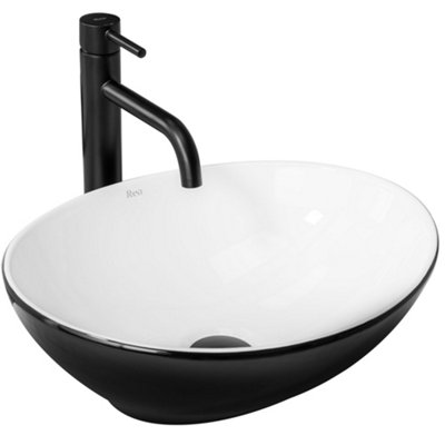 Countertop Washbasin Rea Sofia Black WhiteCeramic from B&Q