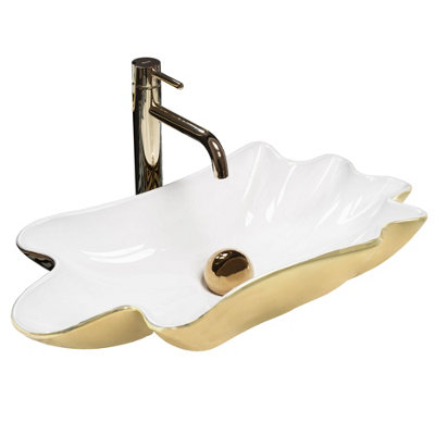 Countertop Washbasin Rea Infinity White GoldCeramic from B&Q