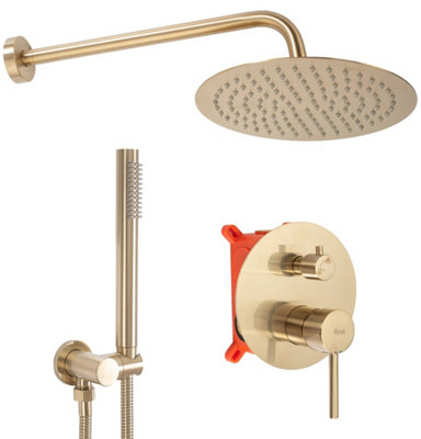 Concealed Shower Set Rea Lungo Brush GoldBrass from B&Q