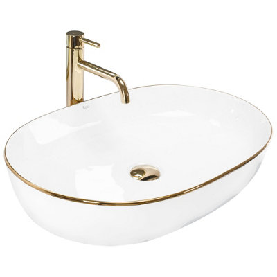 Countertop Washbasin Rea Cleo 61 White GoldCeramic from B&Q