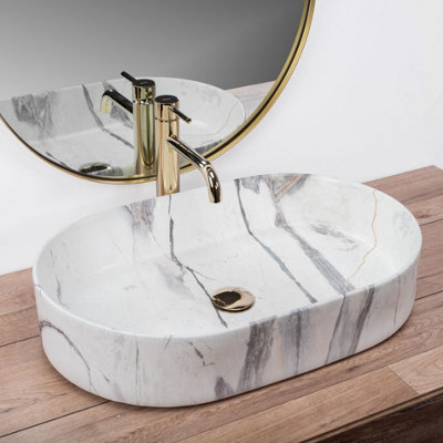 Countertop Washbasin Rea Nadia 60 Sand WhiteCeramic from B&Q