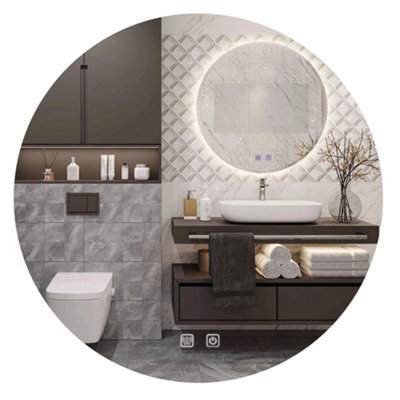 B&Q - Mirror Led  Led Hzj 90 90Cm WhiteGlass