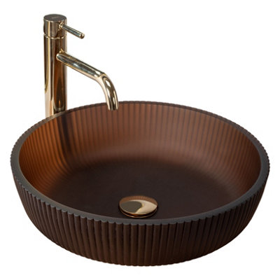 Rea Brown Countertop Washbasin Jodi Ceramic B&Q