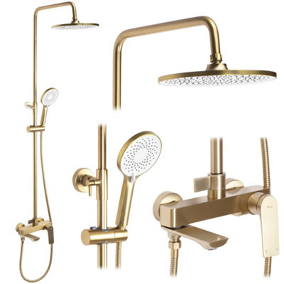 Shower Set Rea Avalon Brush GoldBrass from B&Q