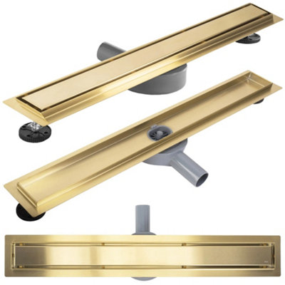 Linear Drainage Rea Neox Pro 740 Brush GoldStainless Steel from B&Q