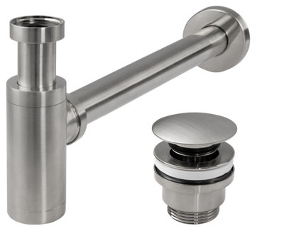 Universal Click-Clack Siphon Rea Brushed NickelBrass from B&Q