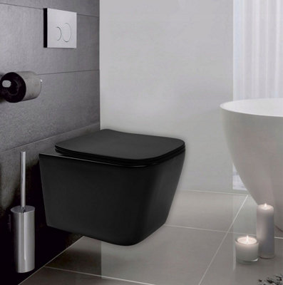 Toilet Bowl Rea Julio Rimless Duroplast/flat/zm Matt BlackCeramic from B&Q
