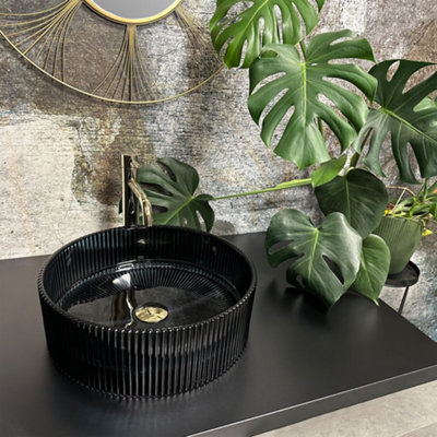Countertop Washbasin Rea Ingrid Black Ceramic from B&Q