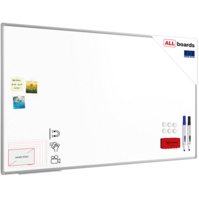 Allboards Whiteboard Dry Erase Ceramic Surface Aluminium Frame 170X100 Cm P3 from B&Q
