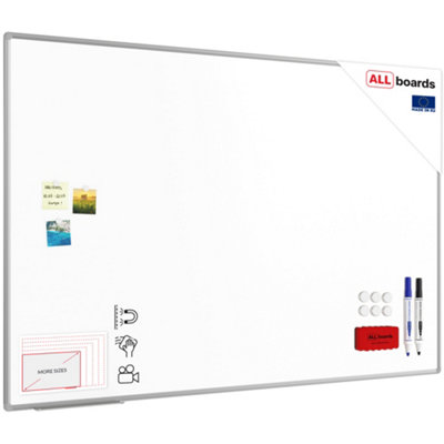 Allboards Whiteboard Dry Erase Ceramic Surface Aluminium Frame 180X120 Cm P3 from B&Q