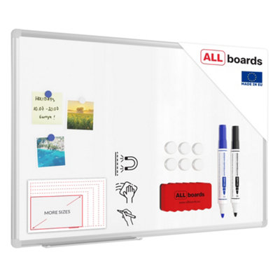 Allboards Whiteboard Dry Erase Magnetic Surface Aluminium Frame 90X60 Cm Premium Expo from B&Q