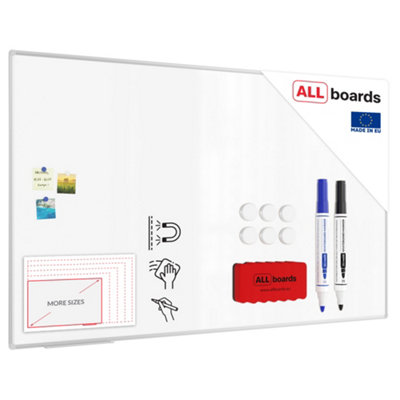 Allboards Whiteboard Dry Erase Magnetic Surface Aluminium Frame 200X120 Cm Premium Expo from B&Q