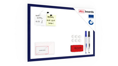 Allboards Whiteboard Dry Erase Magnetic Surface Wooden Dark Blue Navy Frame 60X40 Cm from B&Q