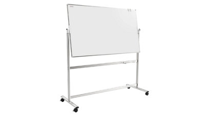 Allboards Mobile Pivoting Double Sided Whiteboard Dry Erase Magnetic Surface Aluminium Frame & Stand 150X120 Cm from B&Q