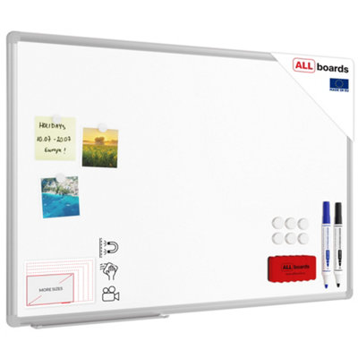 Allboards Whiteboard Dry Erase Ceramic Surface Aluminium Frame 90X60 Cm P3 from B&Q