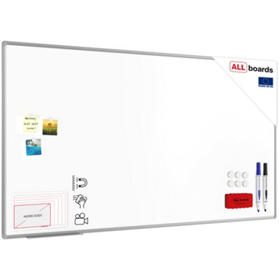 Allboards Whiteboard Dry Erase Ceramic Surface Aluminium Frame 180X100 Cm P3 from B&Q