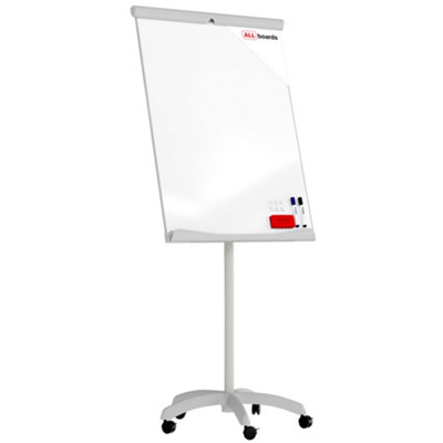 Allboards Mobile Flipchart Whiteboard Dry Erase Magnetic Surface 100X70 Cm from B&Q