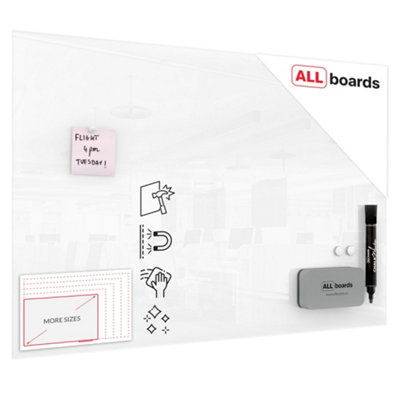 Allboards Magnetic Glass Board 90X60 Cm Premium Superwhite (Super White) from B&Q