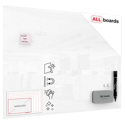 Allboards Magnetic Glass Board 120X90 Cm Premium Superwhite (Super White) from B&Q