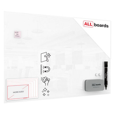 Allboards Magnetic Glass Board 180X120 Cm Premium Superwhite (Super White) from B&Q
