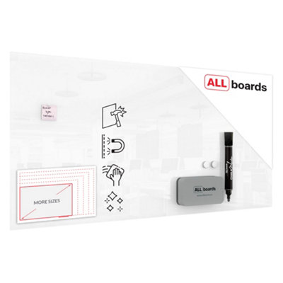 Allboards Magnetic Glass Board 200X100 Cm Premium Superwhite (Super White) from B&Q