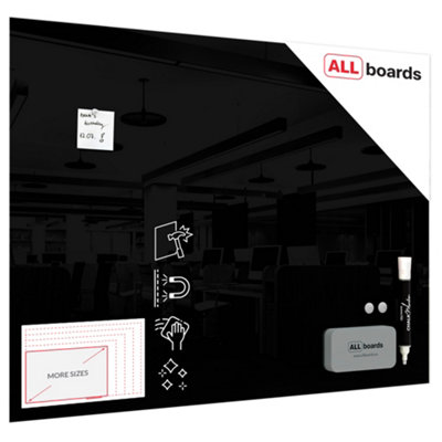 Allboards Magnetic Glass Board 120X90 Cm Black from B&Q