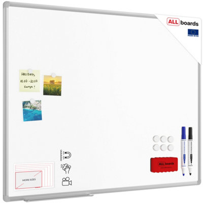 Allboards Whiteboard Dry Erase Ceramic Surface Aluminium Frame 100X80 Cm P3 from B&Q
